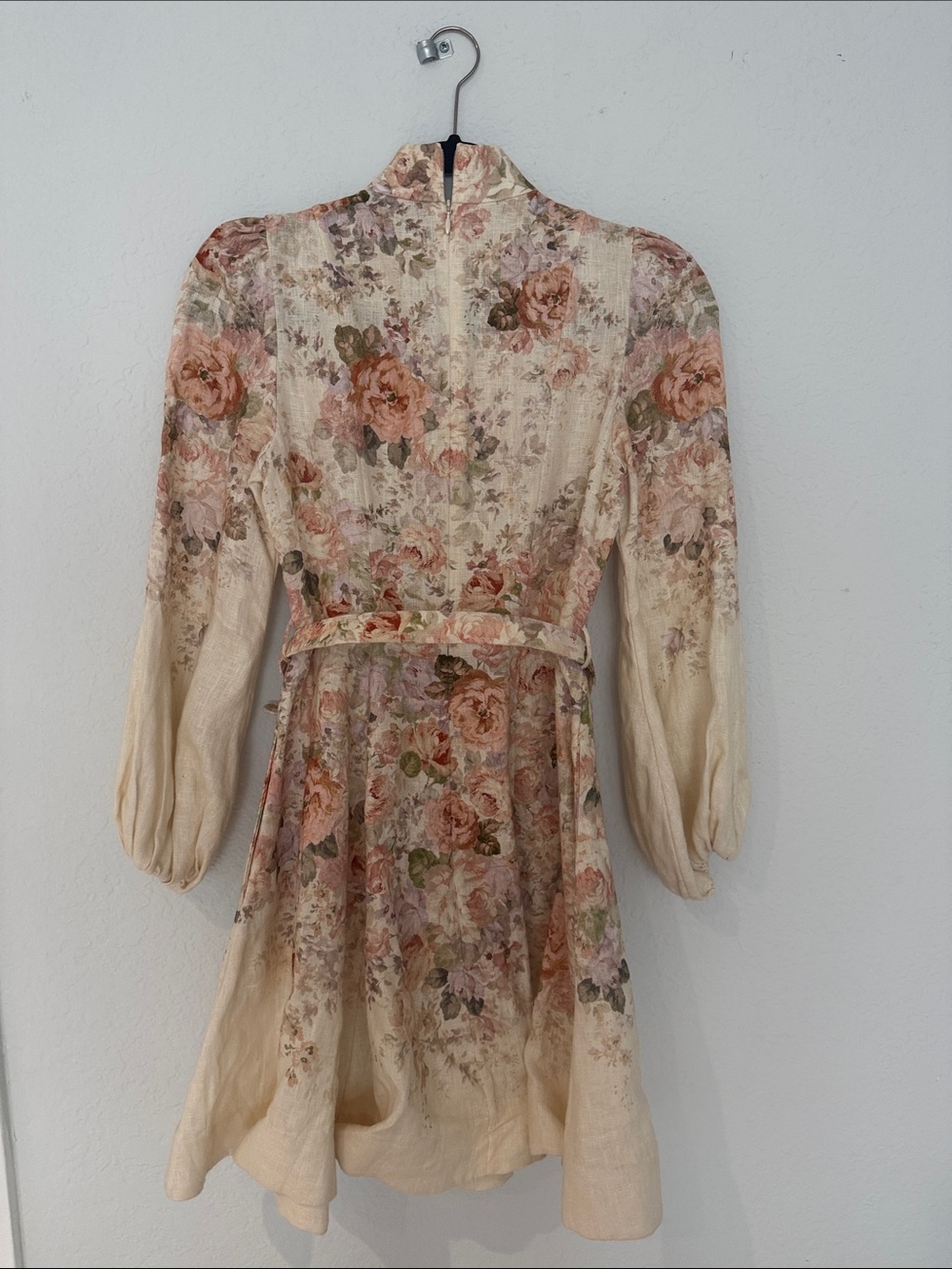 Zimmermann Cream Floral Mini Dress with Pink & Green Accents - Picture 7 of 10